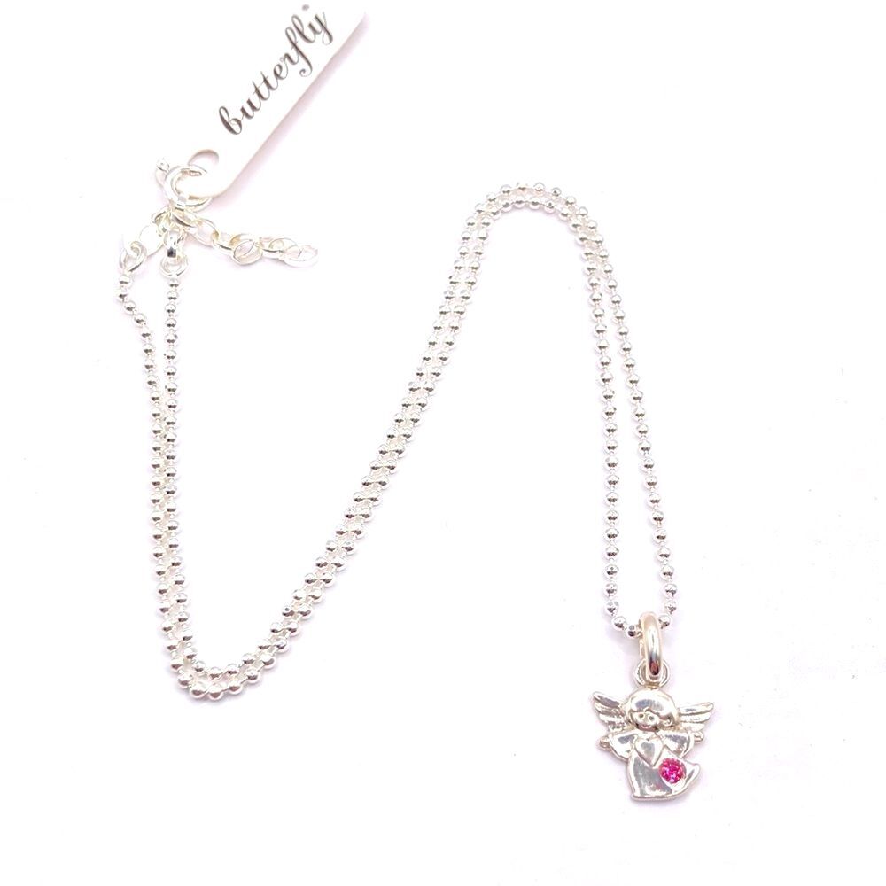 925 Sterling Silver Butterfly Angel Pendant Necklace